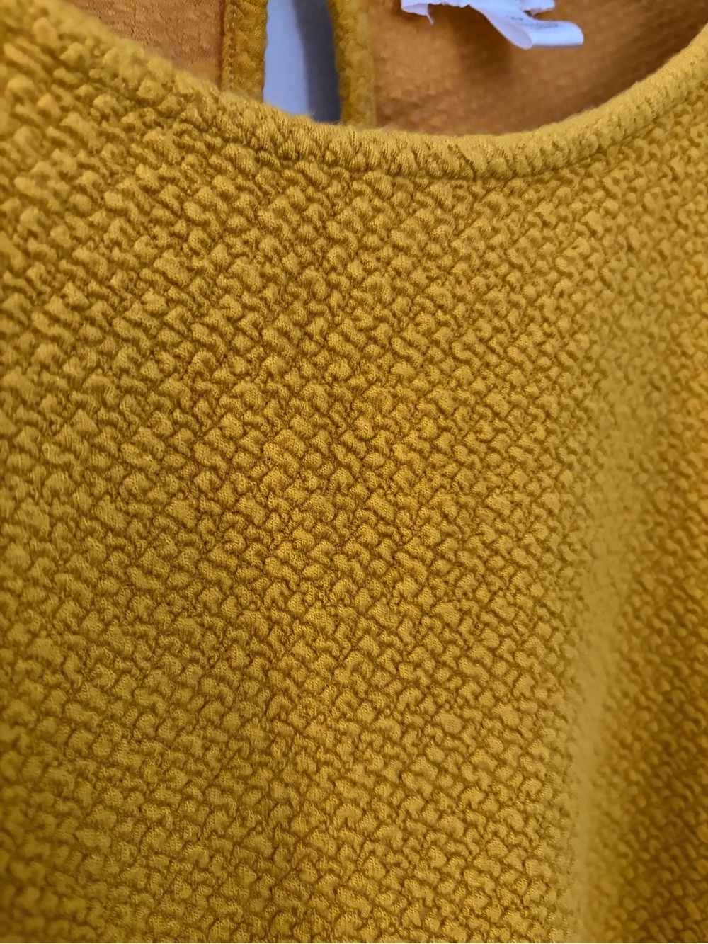 Mustard Yellow Tie-Front Textured Short Sleeve Top - Women’s 2X - Relaxed Fit - Picture 4 of 15
